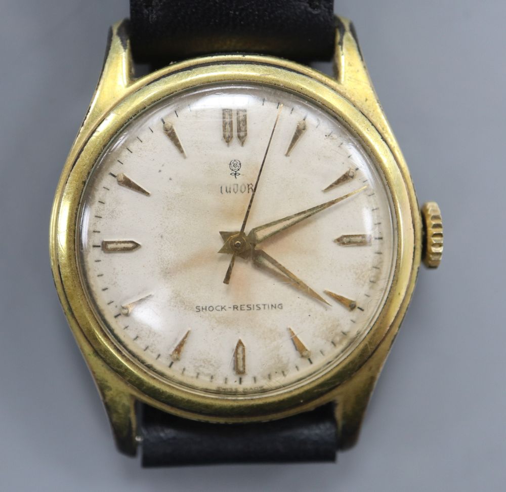 A gentlemans gold plated Tudor Shock Resisting wristwatch